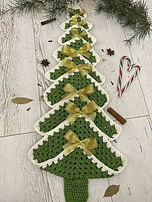 Dekorácie - strom-ček-y Vianočné (zeleno/biely - zlaté mašličky) - 14996050_