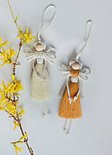 Dekorácie - makramé Anjel "s béžovými vláskami" (baby žltý kabátik) - 14999053_