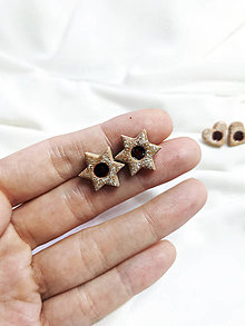 Náušnice - Linecké koláčiky - napichovačky ( chirurgická oceľ ) (Koláčiky - hviezdy - 1,5cm) - 15000366_