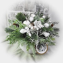 Dekorácie - Vánoční dekorace - Květník bambulka v bílém kabátku - 15000206_