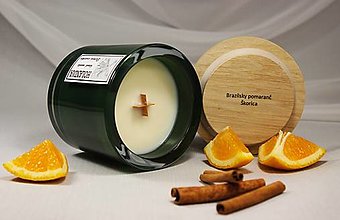 Sviečky - Sójová sviečka - Brazílsky pomaranč + Škorica - 14997884_