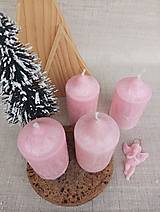 Sviečky - adventné sviečky ružové 8cm - 14999552_