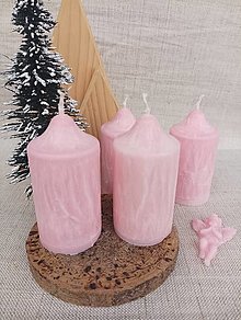 Sviečky - adventné sviečky ružové 8cm - 14999550_