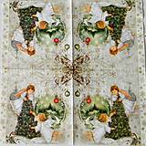 Papier - Anjeli ozdobujú vianočný stromček-servítka - 14997887_