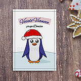 Papiernictvo - Vianočná pohľadnica s tučniačikom - 14999439_