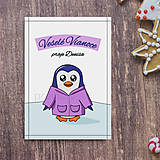 Papiernictvo - Vianočná pohľadnica s tučniačikom - 14999440_