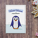 Papiernictvo - Vianočná pohľadnica s tučniačikom - 14999441_