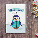 Papiernictvo - Vianočná pohľadnica s tučniačikom - 14999461_