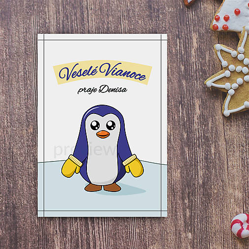 Vianočná pohľadnica s tučniačikom