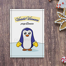 Papiernictvo - Vianočná pohľadnica s tučniačikom - 14999438_