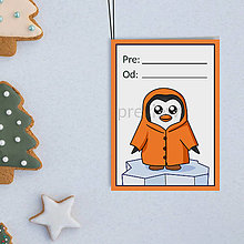 Úložné priestory & Organizácia - Menovka na darček - cool tučniačik (kabát) - 15000402_