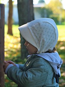 Detské čiapky - Detský úpletový čepček ivory pointoille - 15002906_