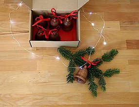 Dekorácie - Vianočné zvonce sada 6 kusov (Hnedá) - 15003587_