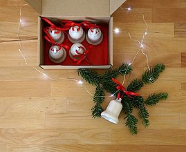 Dekorácie - Vianočné zvonce sada 6 kusov (Biela) - 15003601_