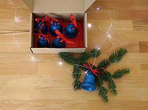 Dekorácie - Vianočné zvonce sada 6 kusov (Modrá) - 15003605_
