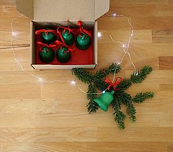Dekorácie - Vianočné zvonce sada 6 kusov (Zelená) - 15003616_