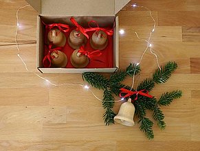 Dekorácie - Vianočné zvonce sada 6 kusov (Béžová) - 15003630_