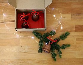 Dekorácie - Vianočné zvonce sada 4 kusy (Hnedá) - 15003696_