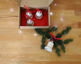 Dekorácie - Vianočné zvonce sada 4 kusy (Biela) - 15003705_
