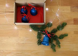 Dekorácie - Vianočné zvonce sada 4 kusy (Modrá) - 15003710_