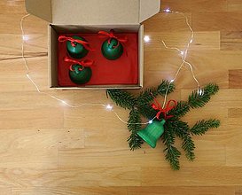 Dekorácie - Vianočné zvonce sada 4 kusy (Zelená) - 15003712_