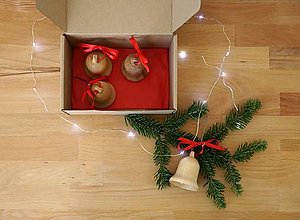 Dekorácie - Vianočné zvonce sada 4 kusy (Béžová) - 15003715_