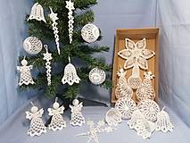 Dekorácie - Sada - vianočne ozdoby biela - 15001448_