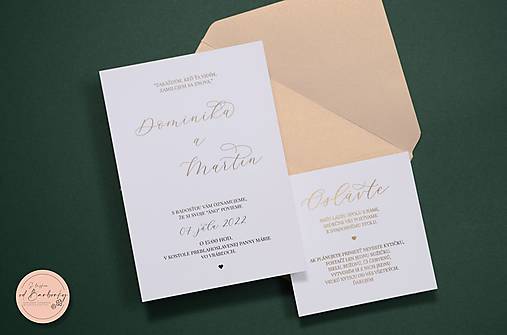 Svadobné oznámenie #73 s metalickým zlátením