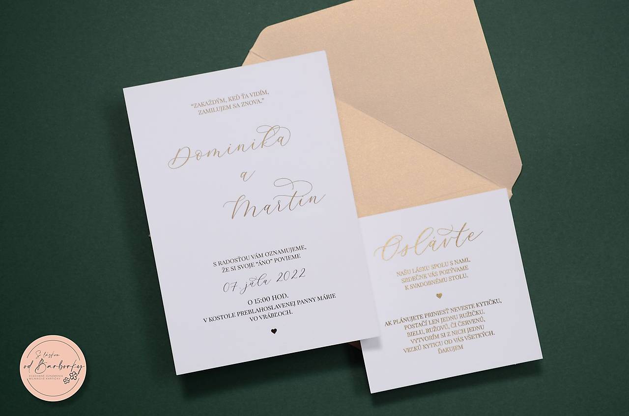 Svadobné oznámenie #73 s metalickým zlátením