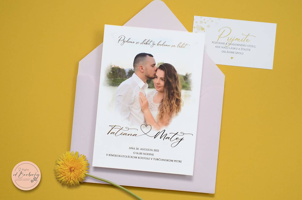 Svadobné oznámenie #B45 s metalickým zlátením (A1 - Svadobné oznámenie 20-50 ks)