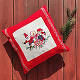 Úžitkový textil - Ľanové vianočné obliečky červené - 15001887_