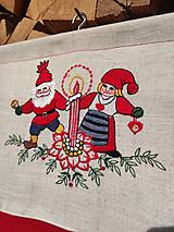 Úžitkový textil - Ľanové vianočné obliečky červené (Vianočný kalendár) - 15001899_