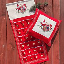 Dekorácie - Ľanový vianočný kalendár červený (Vianočný kalendár) - 15001733_