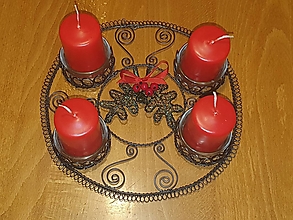 Svietidlá a sviečky - Adventný svietnik - venniec s cezmínou - 15003230_