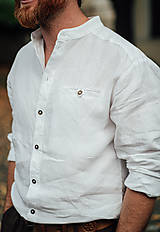 Pánske oblečenie - Ľanová košeľa Radovan biela - 15005446_
