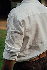 Pánske oblečenie - Ľanová košeľa Radovan biela - 15005448_