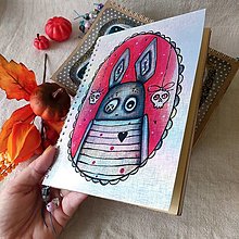 Papiernictvo - zľava 15% Spooky zajko - holografický handmade skicárikA5 - 15004663_