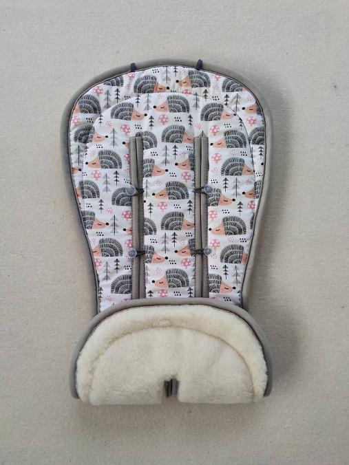 Detský textil - VLNIENKA podložka do kočíka BUGABOO Bee / Buffalo/ Cameleon/ Donkey/ FOX 100% WOOL Seat Liner Ježko šedý - 15008324_