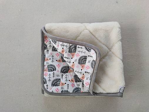 Detský textil - VLNIENKA Ovčie rúno deka 100% MERINO TOP SUPER WASH Natural s kašmírom Ježko šedý  - 15008345_