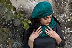 Čiapky, čelenky, klobúky - Smaragdovo zelený set - 15008983_