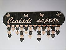 Dekorácie - Morený čierny rodinný kalendár (Maďarský) Családi naptár - 15006960_