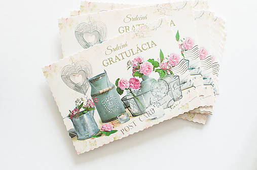 Papier - Srdečná GRATULÁCIA - " vintage universal" - 15008354_