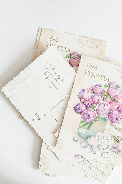 Papier - Veľa šťastia -" vintage ruže  universal" - 15008361_