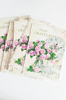 Papier - Srdečná GRATULÁCIA - "ruže universal " - 15008330_
