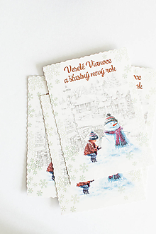 Papier - Pohľadnica " Veselé Vianoce a šťastný nový rok/ snehuliak" - 15008841_