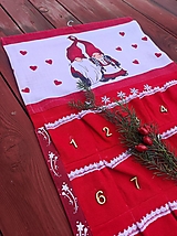 Dekorácie - Ľanový vianočný kalendár červený - 15006506_
