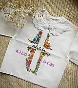 Detské oblečenie - Krstná Košieľka - "Kríž s kvetmi" pre dievčatko - 15004926_
