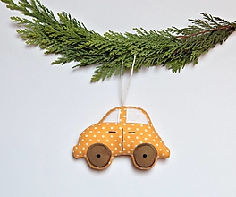 Dekorácie - Vianočné ozdôbky  - autíčka (Zlatá) - 15004386_
