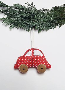 Dekorácie - Vianočné ozdôbky  - autíčka (Červená) - 15004395_