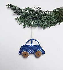Dekorácie - Vianočné ozdôbky  - autíčka (Modrá) - 15004400_